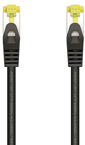 AISENS Cable De Red Latiguillo RJ45 LSZH Cat.7 600 MHz S/FTP PIMF AWG26. Negro. 25 cm
