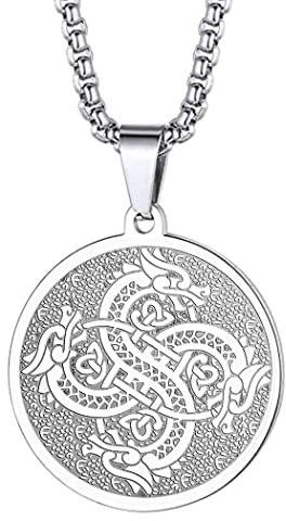 Dragon Necklace for Men Women Winged Dragon Charm Pendant Chain Unisex Protection Guardian Medallion Occult Jewellery Talisman Amulets Gifts (235S)