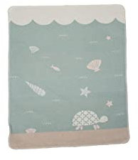David Fussenegger Babydecke hellgrün mit Schildkröte Motiv aus Baumwolle 70x90 cm flauschig weich