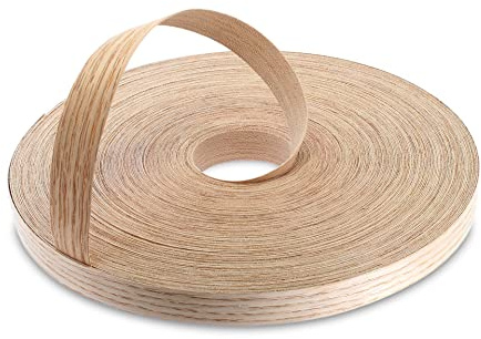WoodPress® 22 mm Bois de Chêne Rouge Véritable Bande de Chant en Placage Préencollé – Rouleau de 50 m – Application à Repasser