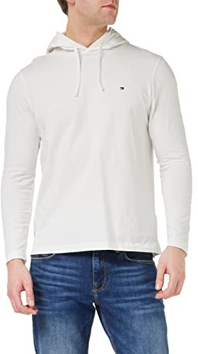 Tommy Hilfiger Maglietta Maniche Lunghe Uomo con Cappuccio, Bianco (White), S