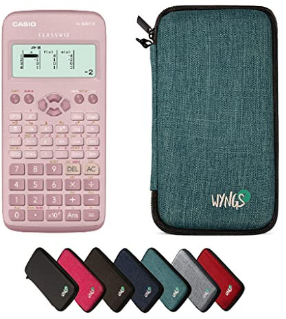 Casio fx-83GT X Pink inkl. WYNGS Schutztasche Türkis - Wissenschaftlicher Taschenrechner - Basic Set