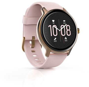Hama Smartwatch 4910, IP68 wasserdicht (Fitness-Uhr Damen, 1,09-Full-Touch-Farbdisplay, Blutsauerstoff-, Pulsmesser, Schlaftracker, Kalorienzähler-Armband, Schrittzähler, Smart-Watch Damen) rosé-gold