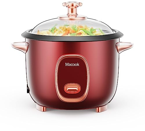Macook Mini Cuiseur à Riz, Maintien Au Chaud Auto (4 Tasses, 1,0 Litre), Cuiseur De Riz Avec Cuit-Vapeur, IdéAl Aussi Pour LéGumes/Poisson Etc.,Bol AntiadhéSif, 220-240v