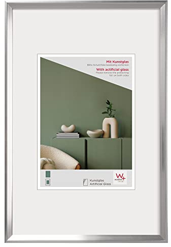 walther design Bilderrahmen silber 40 x 60 cm mit Kunstglas, Desire Kunststoffrahmen DEX460S