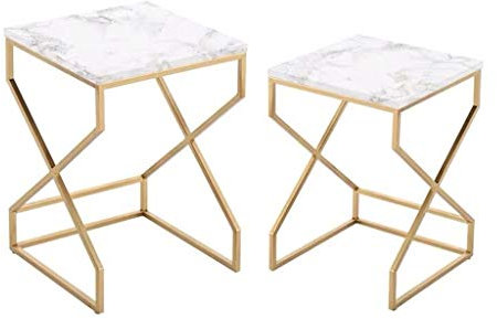Nachttische, verschachtelter Couchtisch, künstlicher Marmor-Finish, Beistelltisch, quadratischer Metall-Couchtisch für Hotels, Restaurants, The Mall, dekorativer Tisch, Korbtisch