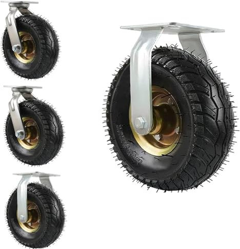 WORDFUN Möbel Transport Industrierollen, geräuschlose Schwerlast Räder, Ersatzrad Reifen, Wagen Gummiräder, 360 Grad Drehbar, 2 Bockrolle + 2 Lenkrolle, 150mm 200mm 250mm, leicht zu installieren