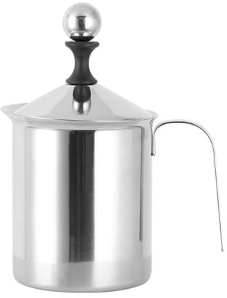 ZONADAH Stainless Whipped Cream Dispenser 400ML Manual Frother Milk Kettle Handheld DIY Whipped Cream Dispenser Operated Cappuccino Coffee Frother