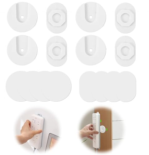 Selbstklebender Stanzfreier Sockelhalter, 4 Stück Steckdosen Halterung | Weiß Steckdosenhalter, Steckdosenhalterung, Steckdosenleisten Halterung, für Steckdose Organisieren, Router, Tissue-Box