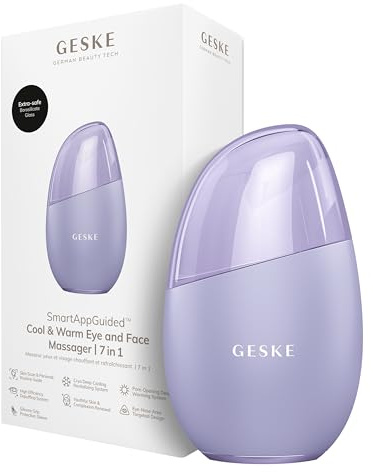 GESKE Cool & Warm Eye & Face Massager | 7 in 1 Multi-massaggio | SmartAppGuided™ | Viso/collo | Raffredda/riscalda senza batteria | Rassoda, sgonfia | Eye-Nose Area Targeted Design
