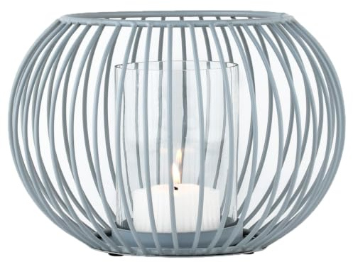 Marrakech Skandinavisk dekoration vindlampor metalltråd och glas 20 cm stor grå | Lykta värmeljushållare Spectro som trädgårdsdekoration och vardagsrumsbordsdekoration | Utsökt ljushållare för