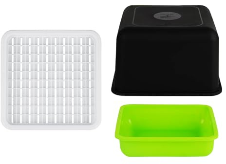 KIEUIENK Sprossen Anzuchtset, Pflanzenkeimschalen, Hydrokultur Anzuchtsystem Kit mit Drainagesystem Untersetzer und Gegenlichtblende, Microgreens Anzuchtset für Bohnen Alfalfa Samen (3-teiliges Set)