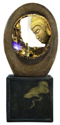 Fuente de jardín Fuente de Buda de estilo chino, fuente de agua de Buda de pie, fuente de interior, fuente de jardín grande al aire libre for cubierta, patio de casa, porche, decoración de patio Fuent