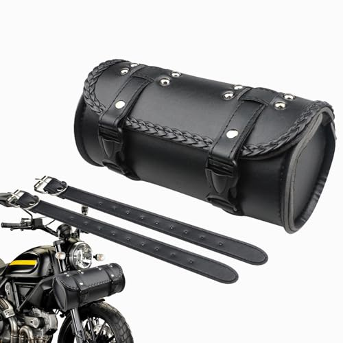 Motorrad Satteltaschen | Motorrad Werkzeugtasche Leder Satteltasche | wasserdichte Motorrad Aufbewahrungstasche Lenkertasche für Motorrad Fahrrad mit 2 Befestigungsgurten