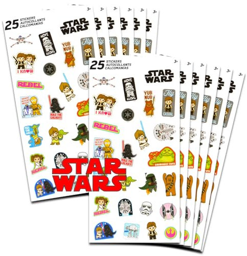 Star Wars Partygeschenke für Jungen und Mädchen – 12 Aufkleberbögen für Kindergeburtstag, Partytüten