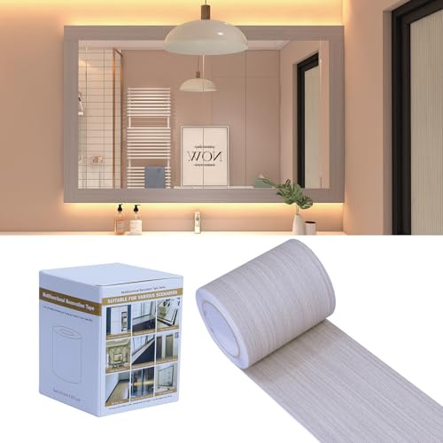 FEILAYS Aufkleben,entfernbar, wasserdicht, Badezimmer-Spiegelrahmen-Aufkleber, Holzmaserung Reparatur, Selbstklebend Holzmaserung für Türen Bordüre, Wände Tapeten, Möbel, 10cm x 10m