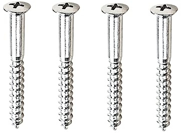 Gitarrenhalsschrauben 44, 6x5mm 4 Stück aus Metall für Halsplatte | Ersatz und Montage, Silberfarben, für E-gitarre und Bass, Passend für Gitarristen