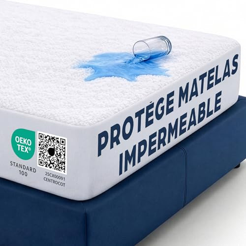 Protège Matelas 140x190 cm Alèse Impermeable Drap Housse en Coton et Microfibre Protection Lit pour Adulte et Bebe pour Incontinence Anti-Acarien Couvre-Matelas Pipi Lavable en Machine