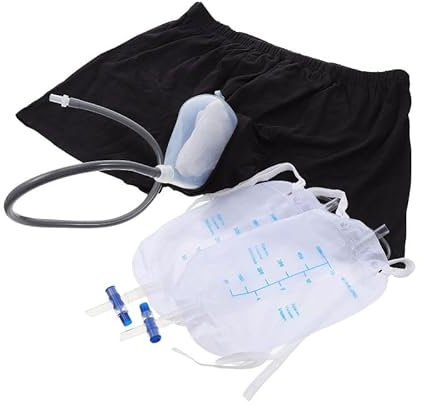 AQUASHIELDING Tragbarer Urinalsammler mit Katheter-PIPI-Inkontinenzhose, Urinal-PIPI-Halter, sicherer Beinbeutel, männlicher Katheter, externer Silikon-Urintrichter,S