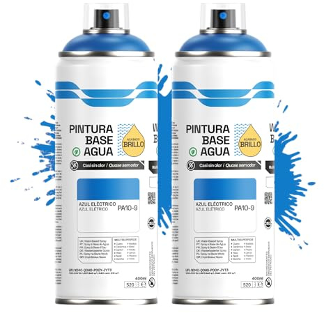 Etrexonline Pintura Spray Ecológica 400ml - Base Agua, Sin Olor - Para Muebles, Metal, Plástico y Madera - Colores Vivos y Permanentes, Cobertura Uniforme - Azul Eléctrico, 2 unidades