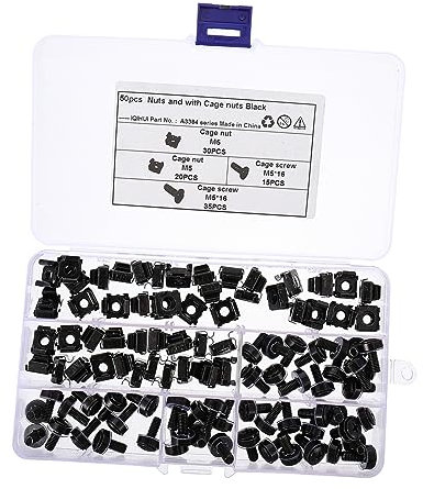 CHILDWEET 50pcs M5 Square Hole Cage Floating Lock Nuts 50pcs M5x16 Screws for Server Rack Cabinets, Insert Nuts Kit for Rack Mounting and Equipment Installation