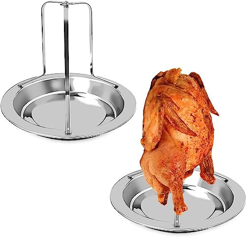 RROAD Chicken Roaster Rack,Beer Can Chicken Holder for Grill and Smoker - Premium Grade Stainless Steel Chicken Holder - Poultry roasters with flavouring Container