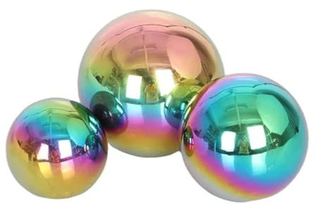 Homoyoyo Reflektierende Edelstahl Gartenkugeln 3 Stück 100mm-120mm-150mm Hohlrunde Spiegelpolierte Dekokugeln Für Innen Und Außen Farbige Gartendekoration