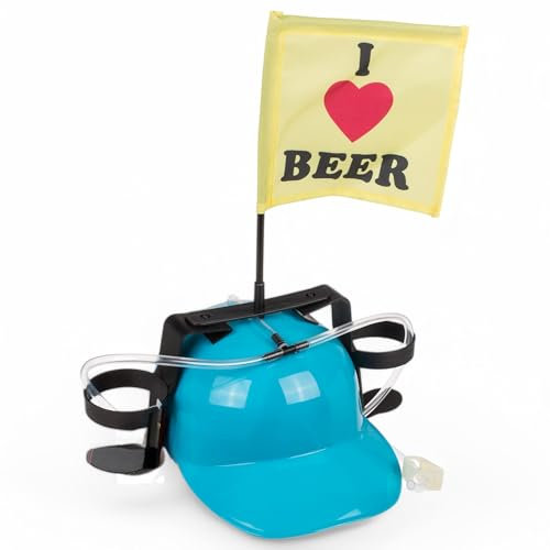 MIJOMA Casco per bere a mani libere con fattore di divertimento – Casco per bevande per feste, festival e carnevale – Supporto regolabile per lattine e bottiglie – Divertente gadget per feste