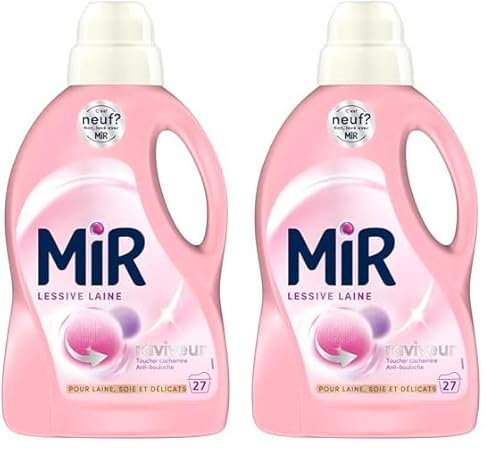 Mir Lessive Liquide Laine Main & Machine Formule Unique 3en1, 1.35L (Lot de 2)