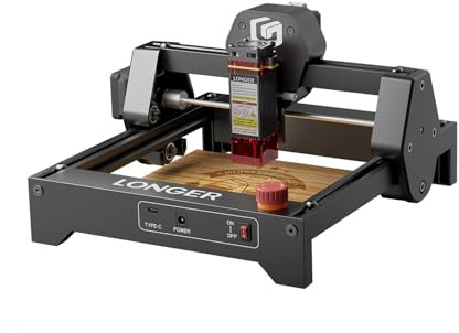 LONGER Ray5 Mini Lasergraviermaschine, 3,5W, 140 x 130 mm Arbeitsbereich | Hochgeschwindigkeitsgravur, Wi-Fi, Not-Aus, CNC, Holz-, Acryl- und Lederbearbeitung, DIY-Projekte