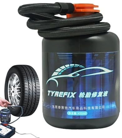 Sellador de inflado de aire, 450 ml, líquido de reparación de fugas, Reparación automática de neumáticos, para neumáticos planos, líquido de reparación de neumáticos