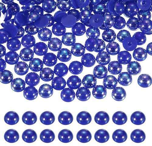 sourcing map 1000 mezze perle per artigianato, 6 mm, in plastica, metà con retro piatto, imitazione cabochon, perline sfuse per fai da te, abbigliamento, bicchieri, scarpe, abbellimento unghie (blu AB