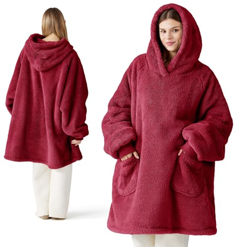 BEDSURE Blanket Hoodie for Women Men, Wearable Blanket Adult, Fluffy Fleece Hooded Blanket Ultra Soft Cozy, Oversized Throw Hoodie