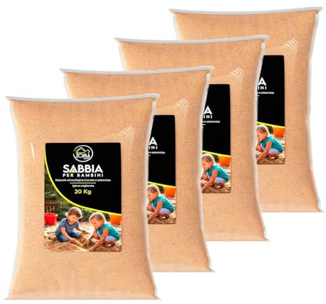 ZOMAHOME Sabbia Per Bambini da esterno 4 sacchi da 20 Kg - Sabbia Bambini Lavata e Igienizzata - Sabbia Di Alta Qualità per Sabbiera per bambini da esterno ed interno