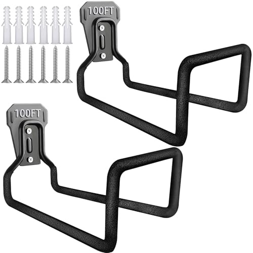 SBGGRL Hose Hanger Wall Mount for Garden,Water Hose Holders for Outside,Heavy Duty Iron 100ft Hose Hook Heel Holder with Hardwares,Garage Yard Organization Accessories
