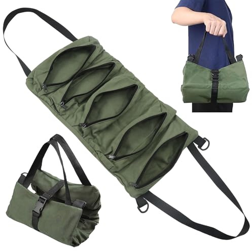 YIHAOH Bolsa Organizador de Herramientas, Impermeable Caja de Herramientas con 5 Bolsillos con Cremallera, Multifuncional Bolsa Multiusos Enrollable, Resistente al Desgaste Y Duradero