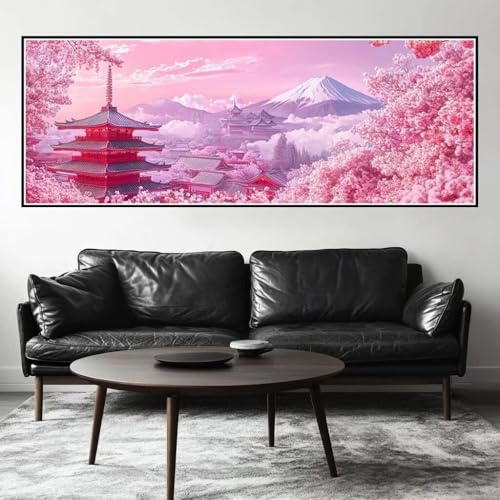 Flor de cerezo Pintar por Numeros Adultos 35x105 cm, DIY Japón Pintar por Números Niños, Pintura por Numeros Kit Manualidades con Pigmento Acrílico y Pinceles, Decoración de Pared (Sin Marco) -H148