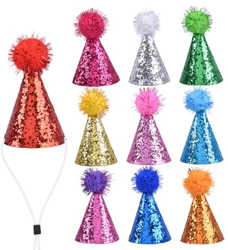 10 Stück Partyhüte Für Kuscheltiere,Partyhüte,Geburtstagshut,Partyhütchen,Kleine Kuscheltiere Hut,Mini-Puppenhut,Haustier Geburtstagshut Für Weihnachtspuppen-Dekoration Niedliche Shooting Requisiten