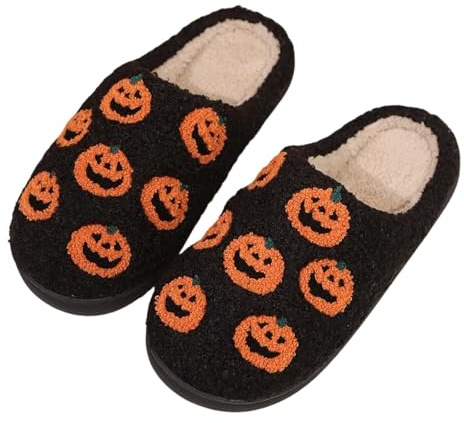 Zapatillas de Estar por casa para Mujer, Halloween, de Forro Polar, para Mujer, Hombre, Divertidas, de Espuma viscoelástica, mullidas, de Fieltro, Suelas Blandas, Zapatos de cabaña, cómodos, con