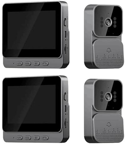 JOJIDE Sonnette Camera, Lot de 2 interphones vidéo sans Fil avec caméra et Sonnette, Vision Nocturne, écran de 4,3 Pouces