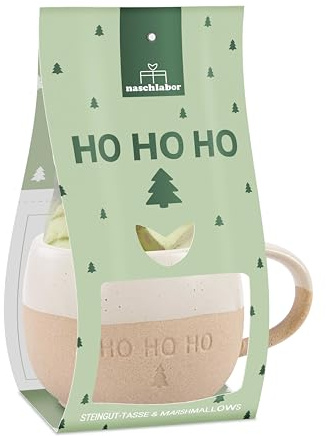6er Set Ho Ho Ho mit Tasse und Marshmallows in Tannenbaum-Form | Weihnachtliche Idee für Familie, Freunde & Kollegen | Süßes Mitbringsel für Advent & Weihnachten | Perfekt zum Dekorieren, Genießen