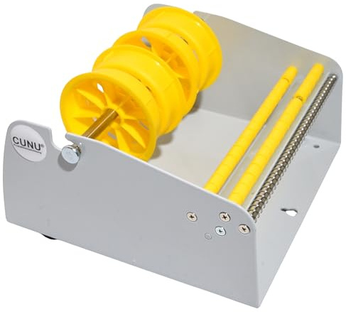CUNU - Etikettenspender manuell für max. 216mm breite oder mehrere Etikettenrollen - Spender für Tisch und Wand - Etikettenrollenspender aus Metall inkl. 2 Rollenkern-Halterung und Saugnäpfen