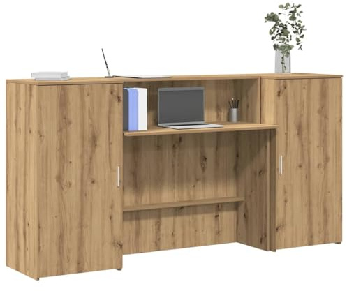Hommdiy Empfangstheke Artisan-Eiche 200x50x103,5 cm Empfangstresen Kassentheke Empfangstisch Holzwerkstoff