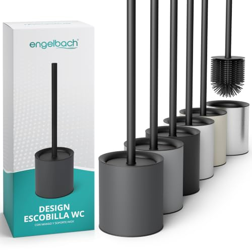 Engelbach® Klobürste Silikon mit Edelstahl Griff & Halter, Anthrazit | Antibakterielle Design Toilettenbürste – WC Bürste, Klobürstenhalter, modern