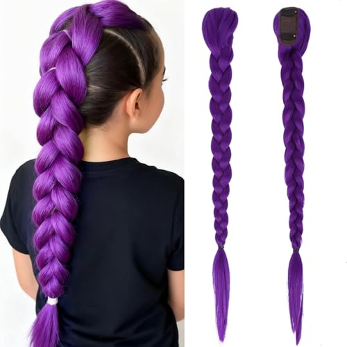 24 pollici capelli viola da intrecciare, ciocche di capelli sintetici pre-allungate, ciocche di capelli sintetici per anime cosplay e feste