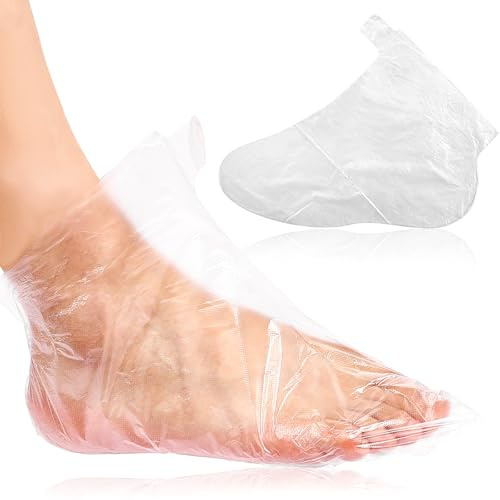 Calcetines, 100 piezas de plástico para pies, calcetines impermeables, plantillas de pedicura, calcetines desechables de plástico transparente, cubiertas desechables para baño de parafina, pedicura