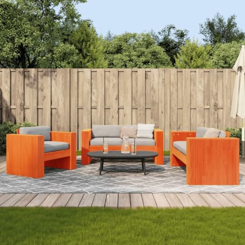 Kaloriko 2-TLG. Garten-Lounge-Set Wachsbraun Massivholz Kiefer, Outdoor Möbel für Balkon, Terrasse, Patio, Robuste Gartengarnitur