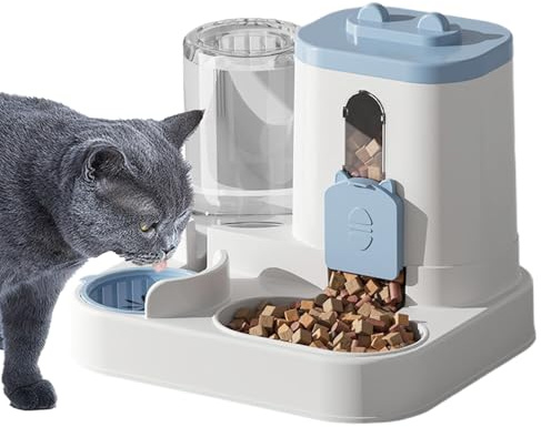 para Gatos Y Dispensador De Agua - Còmedero Automático Pàra Mascotas | Alimentador Dè Suministro Aùtomátìco, Dìspensador Auŧomátičo D́e Alimentos 2 En 1, Tazón Grande Paŗa Golosinas Parä Gàto