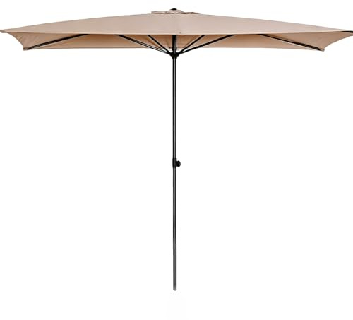 XOBRJQZ Parasol de Terrasse Demi-CôNe 250x130 cm à Réglable en Hauteur, Parasol de Jardin Rectangulaire UPF 50+ pour Balcon Terrasse