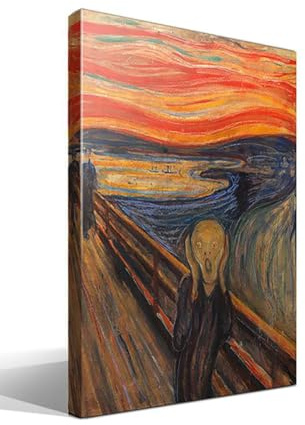 cuadrosfamosos.es El Grito | Edvard Munch | Expresionismo | Cuadro Canvas Wall Art | Impresion Giclee lienzo algodon puro | Bastidor 3cm | 40x55cm